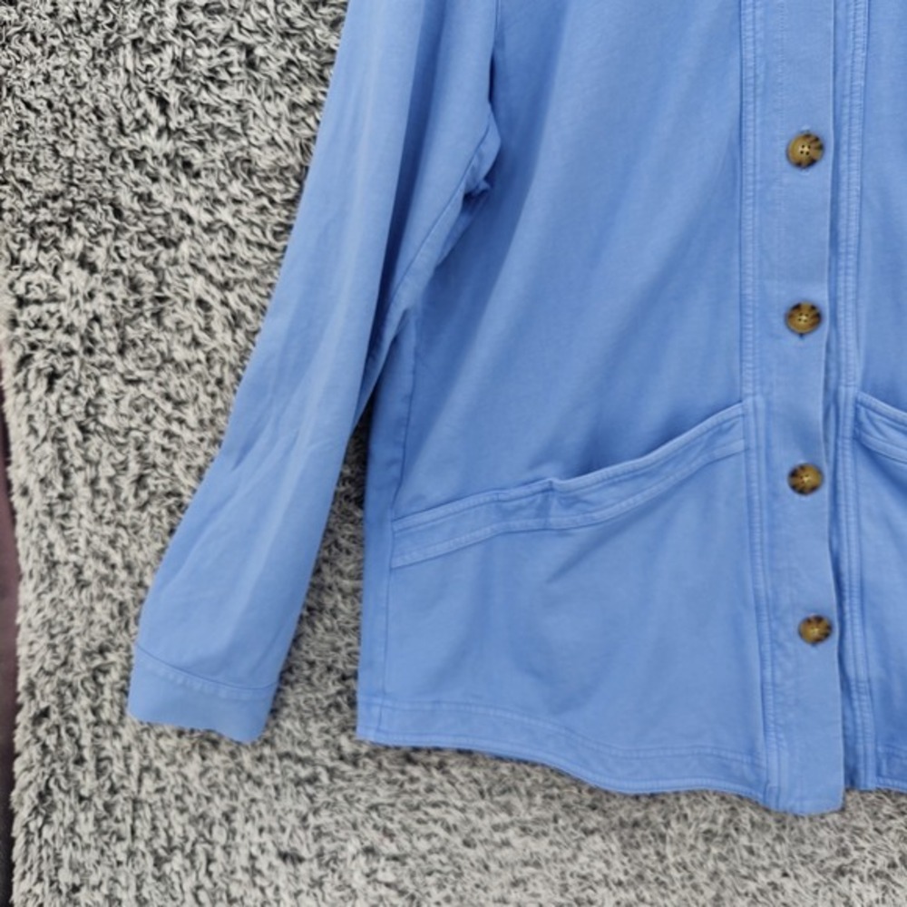 J. Jill Women Coastal Utility Cozy Button Down Shirt Jacket L Tall Blue Shacket - Picture 10 of 16